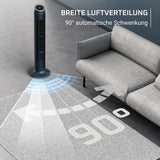 Rowenta Eole Silence Force Turmventilator, leistungsstark, Silent-Modus, 12 Geschwindigkeitsstufen, 5 Automatikmodi, Timer, 60-90°-Schwenkung,
